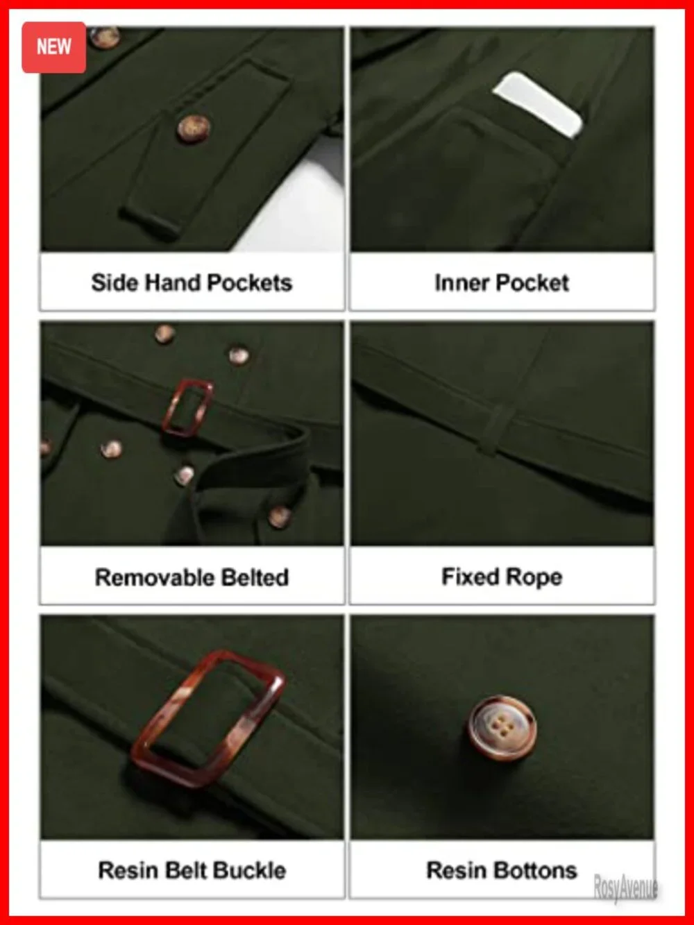 Double Breasted Hooded Long Winter Pea Coat Trench Coat